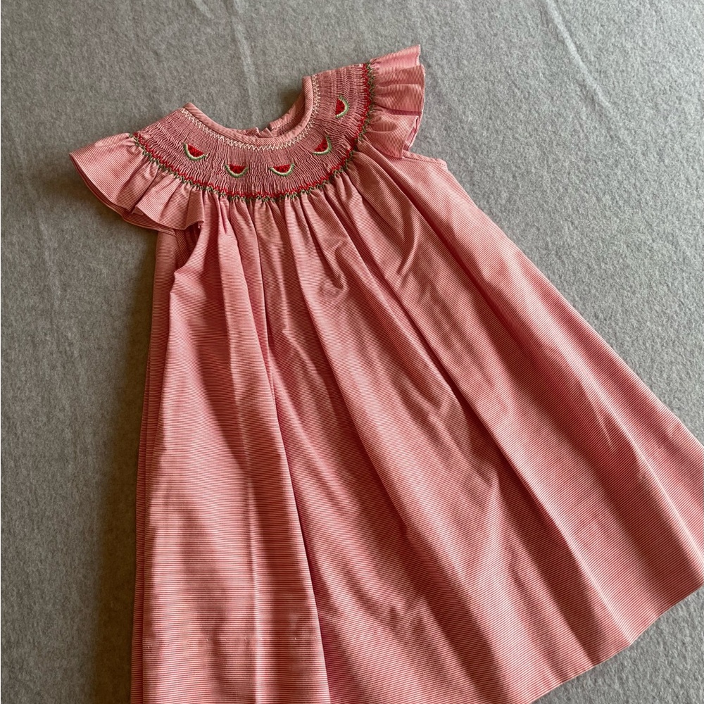 Pink Ruffled Smocked Sundress Watermelon - Picture 2 of 6
